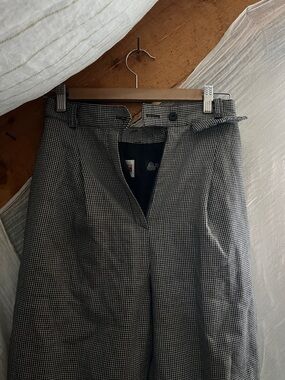 100% wool black and white checkered pants